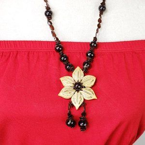 Artisan Seed Pod Floral Necklace